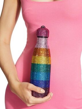 NWT Kurt Geiger London Bedazzled Crystal Quench Bottle 17oz + Rainbow Charm